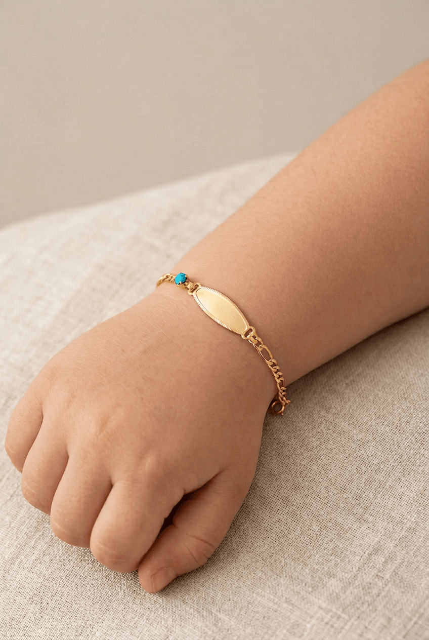 Figaro Zincir Mavi Boncuklu Çocuk Bilekliği - Yavuz Kuyumculuk (1)