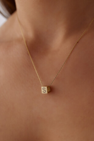 Forse Zincir Taşlı Küp Harf Kolye - 2