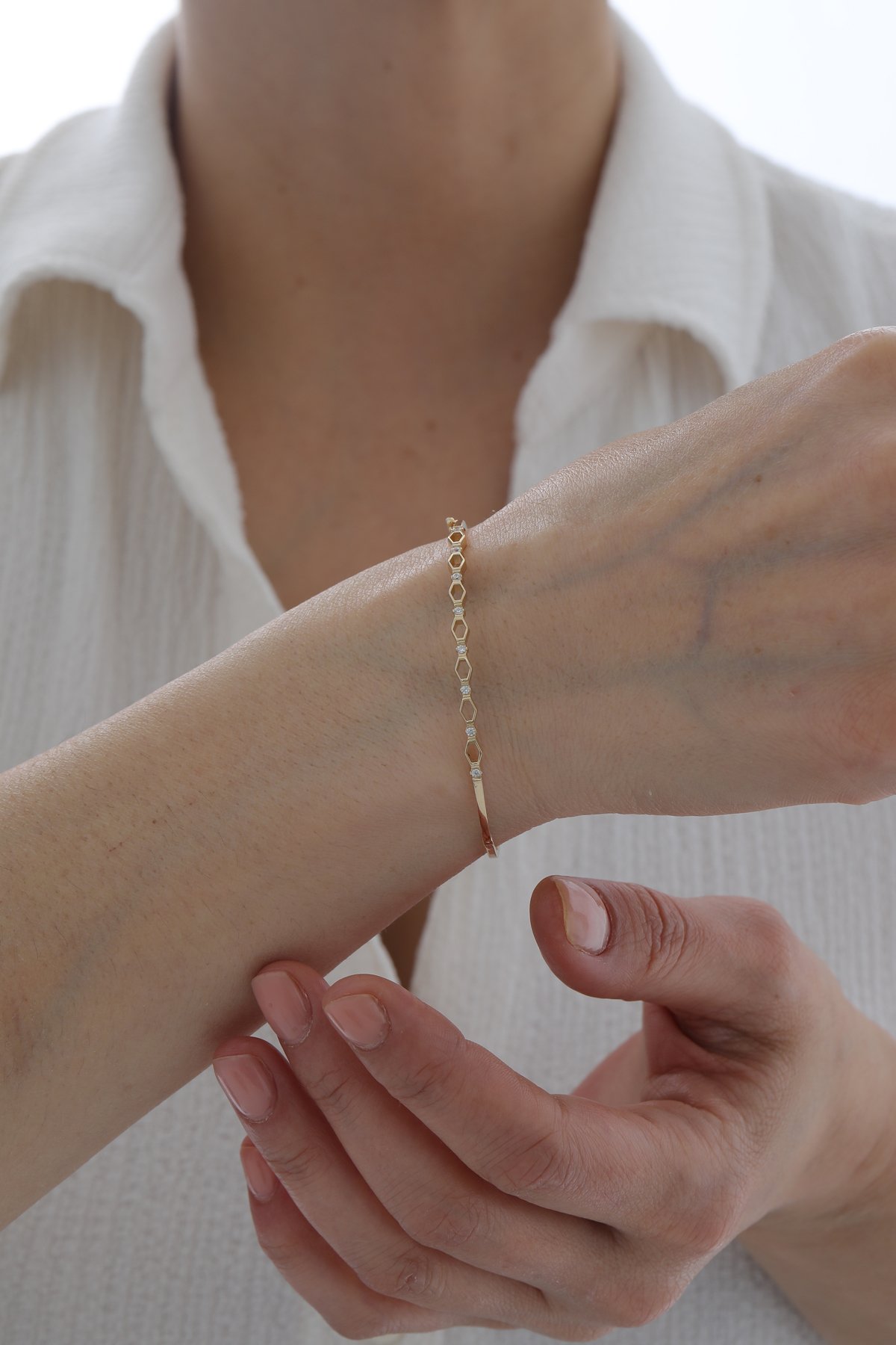 Geometrik Desen Modern Kelepçe - Yavuz Kuyumculuk (1)