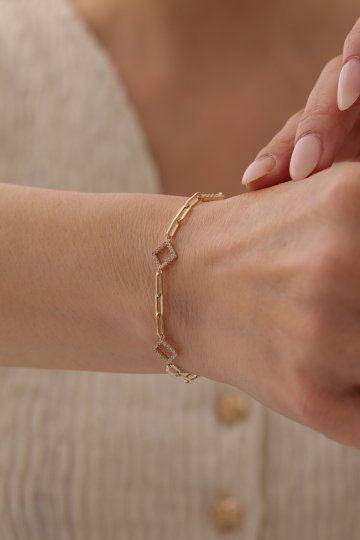 Geometrik Taş Detaylı Ataş Bileklik - 1