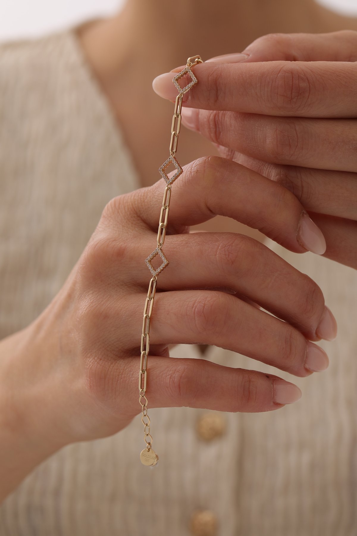 Geometrik Taş Detaylı Ataş Bileklik - Yavuz Kuyumculuk (3)