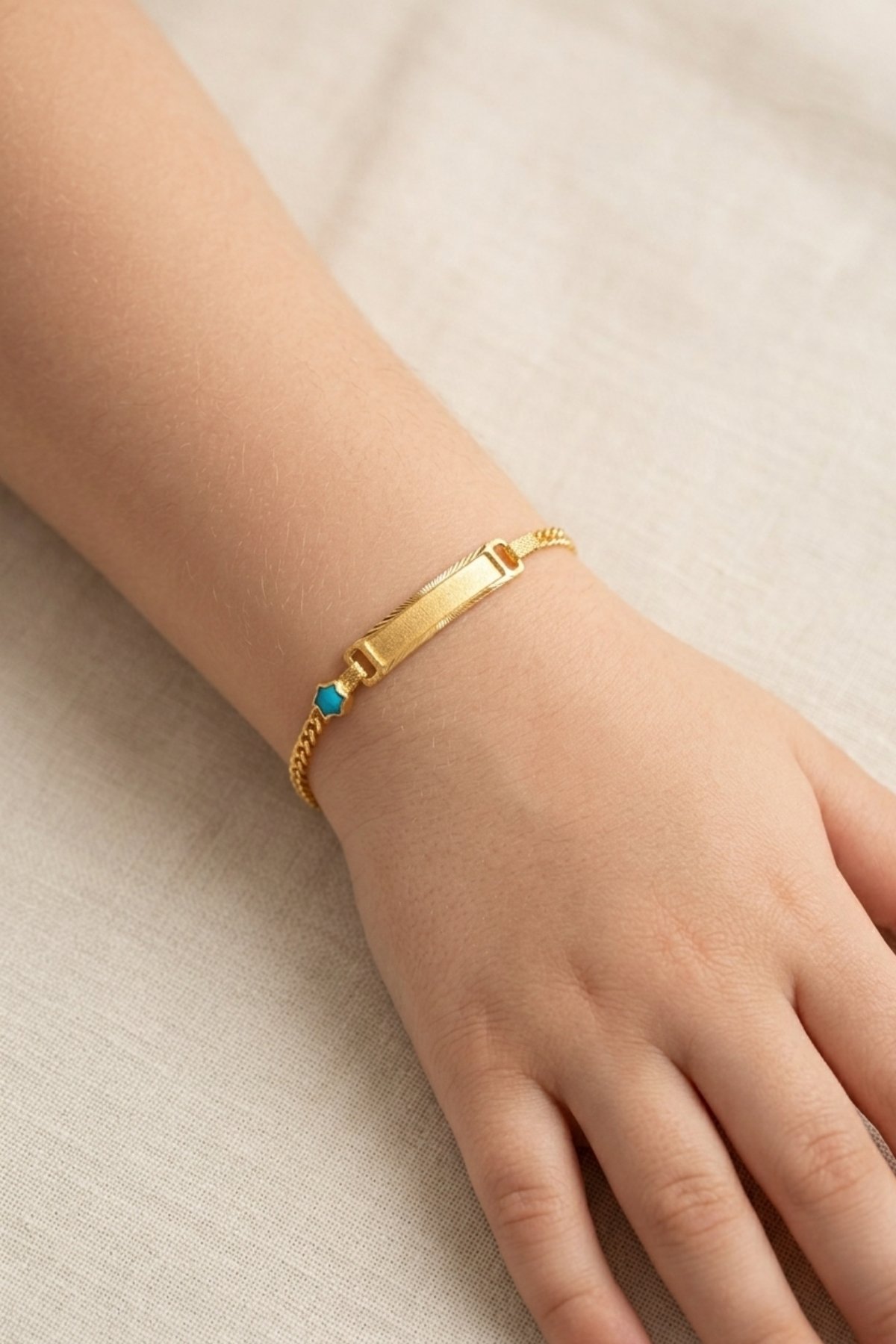 Gurmet Zincir Mavi Boncuklu Çocuk Bilekliği - Yavuz Kuyumculuk (1)