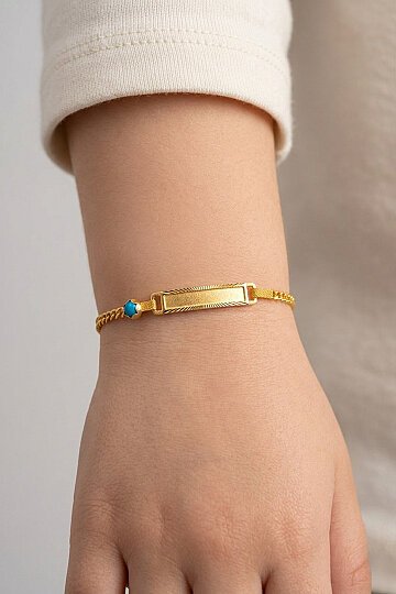 Gurmet Zincir Mavi Boncuklu Çocuk Bilekliği - 2