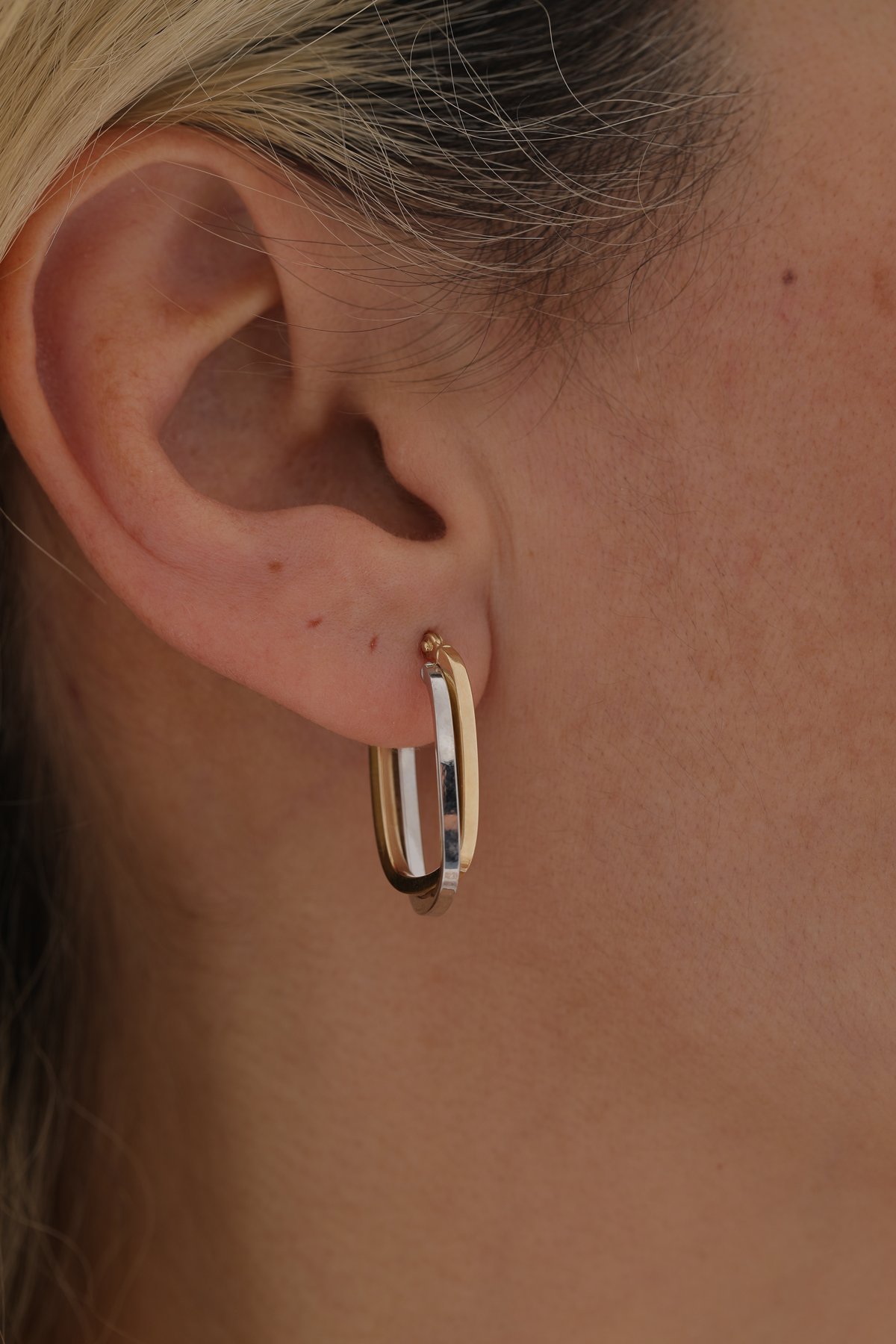 İki Renk Geometrik Küpe - Yavuz Kuyumculuk (2)