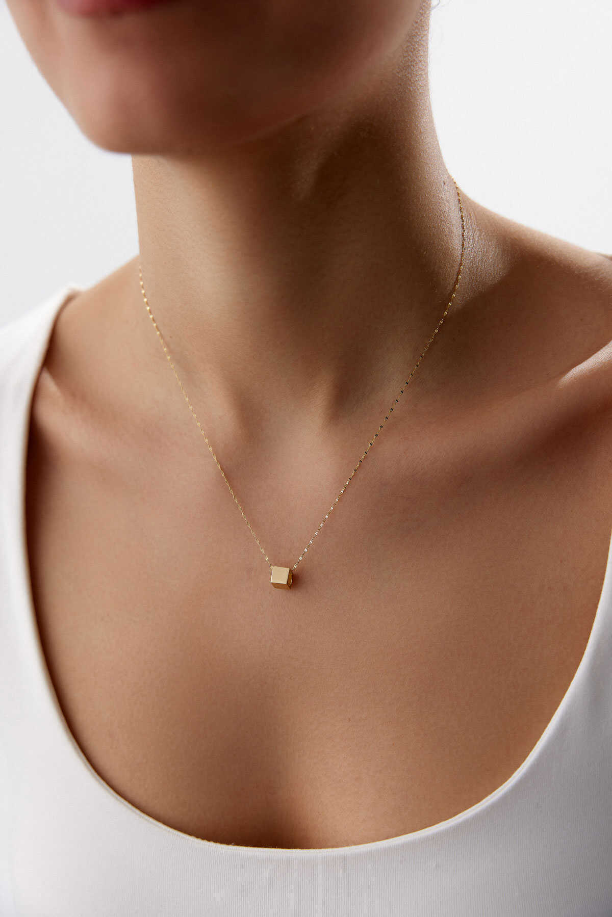 İtalyan Aynalı Zincir Küp Kolye - Yavuz Kuyumculuk (1)