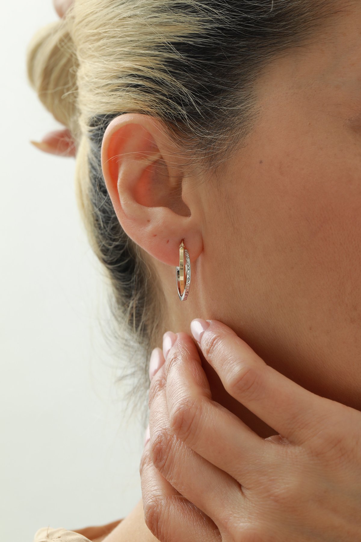 Kalemli Çift Renk Halka Küpe - Yavuz Kuyumculuk (1)