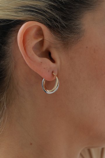 Kalemli Çift Renk Halka Küpe - 2