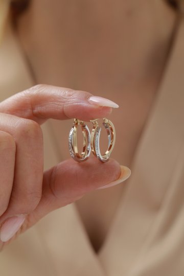 Kalemli Çift Renk Halka Küpe - 4