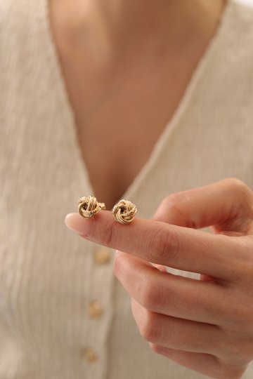 Kalemli Düğüm Top Küpe - 3
