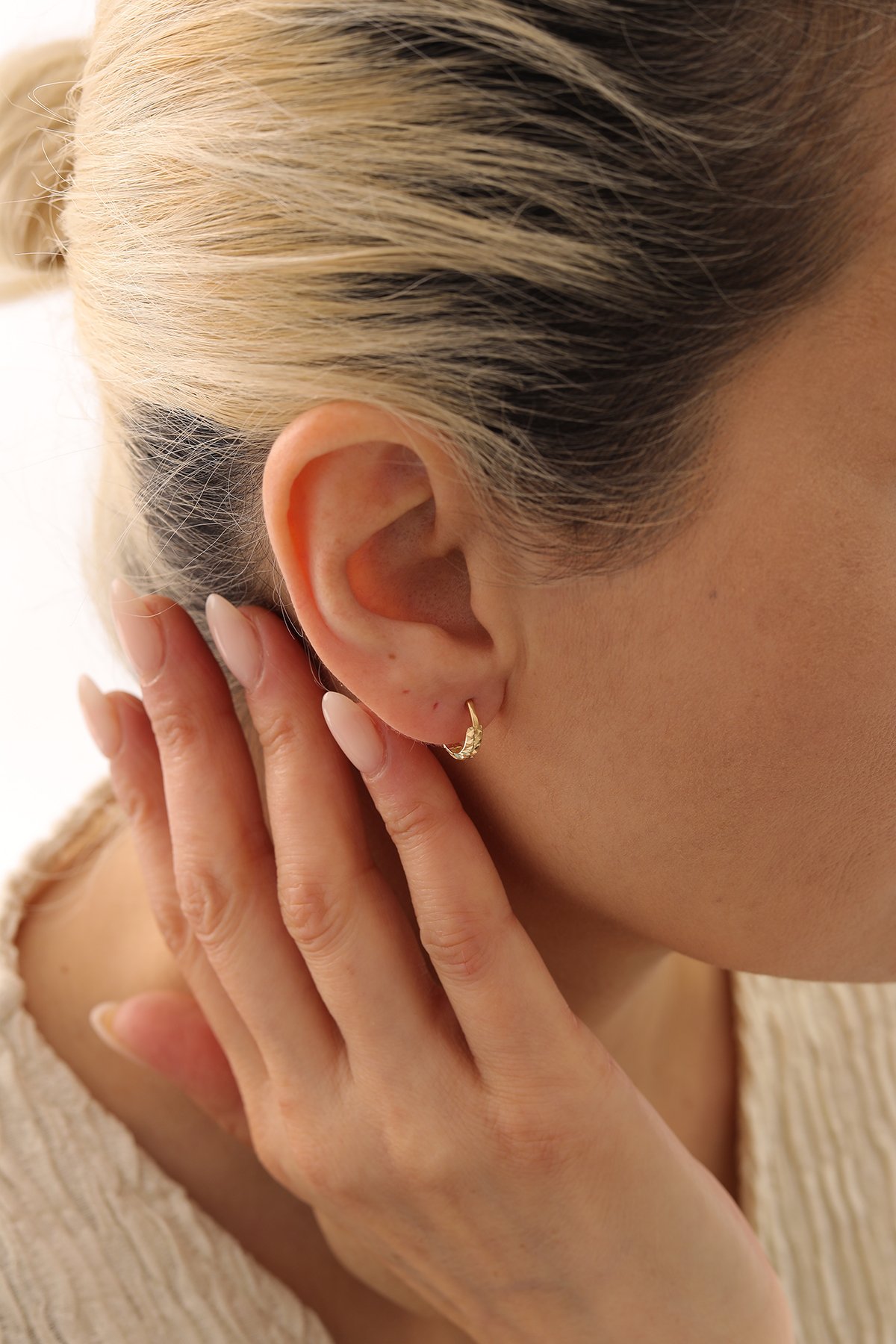 Kalemli Minimal Halka Küpe - Yavuz Kuyumculuk