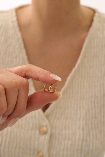 Kalemli Minimal Halka Küpe - 3