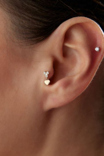 Kalp Damla Taşlı Piercing - 1