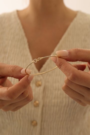 Kalp Detaylı Taşlı Kelepçe - 3