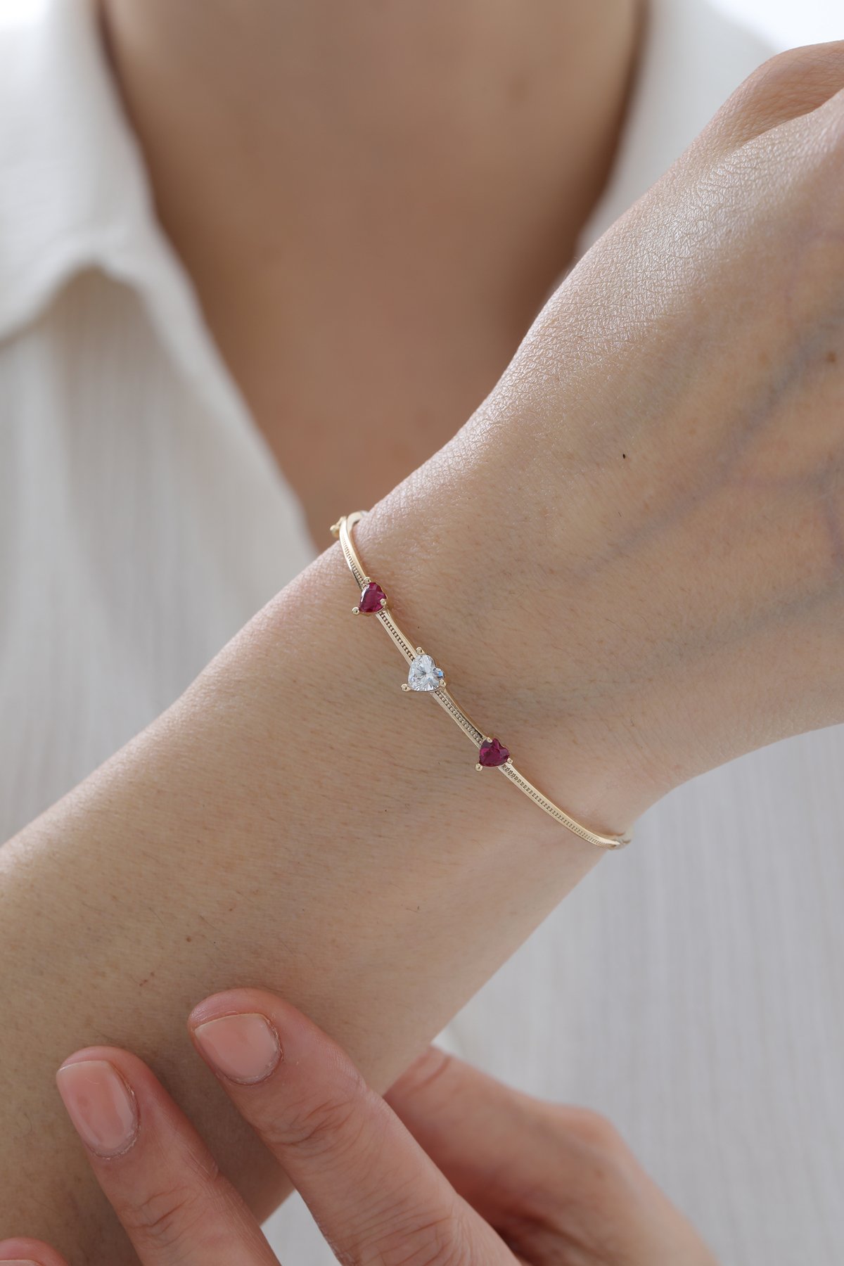 Kalp Detaylı Yakut Kelepçe - Yavuz Kuyumculuk (1)