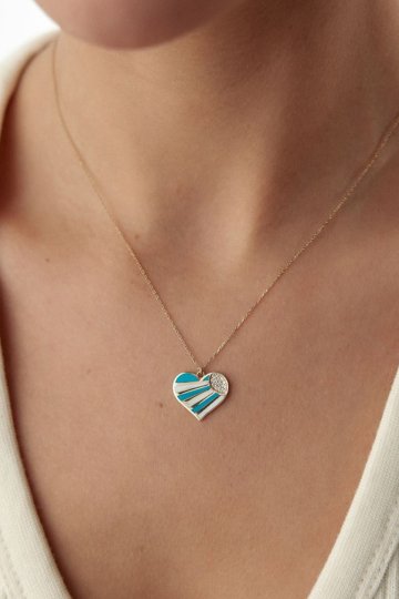 Kalp Mineli Taşlı Kolye - 3