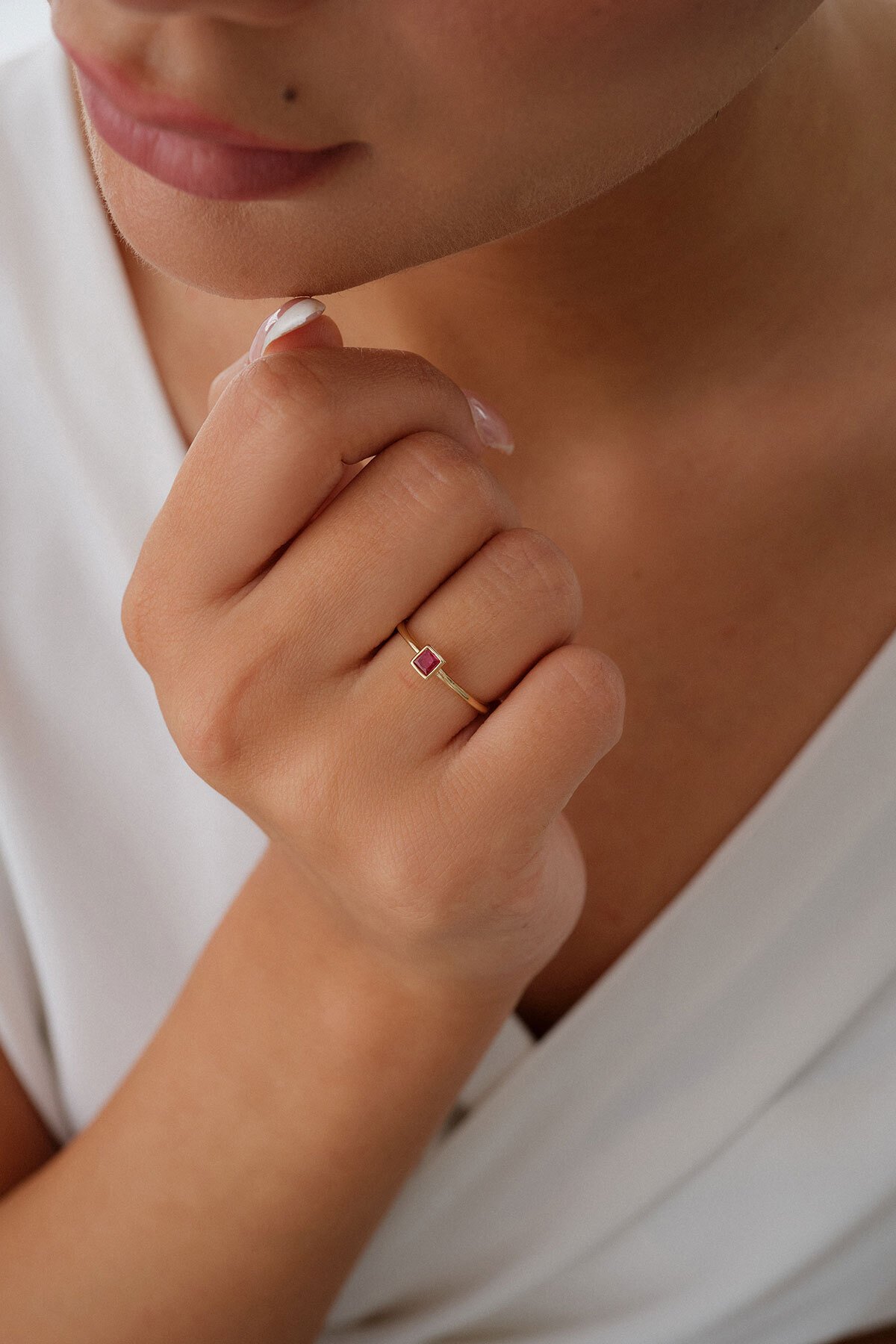 Kare Yakut Yüzük - Yavuz Kuyumculuk (1)