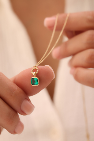 Kare Zümrüt Kolye - 2