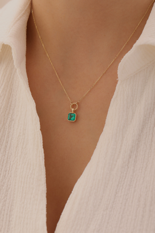 Kare Zümrüt Kolye - 3