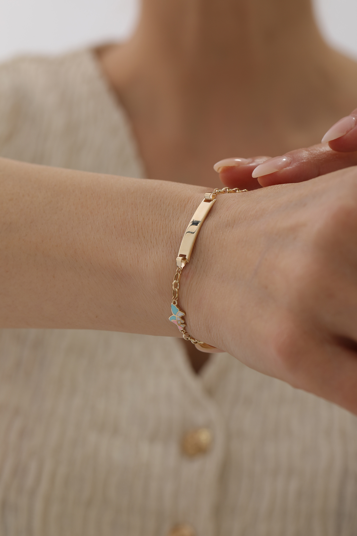 Kelebek Figürlü Plakalı Çocuk Bilekliği - Yavuz Kuyumculuk (2)