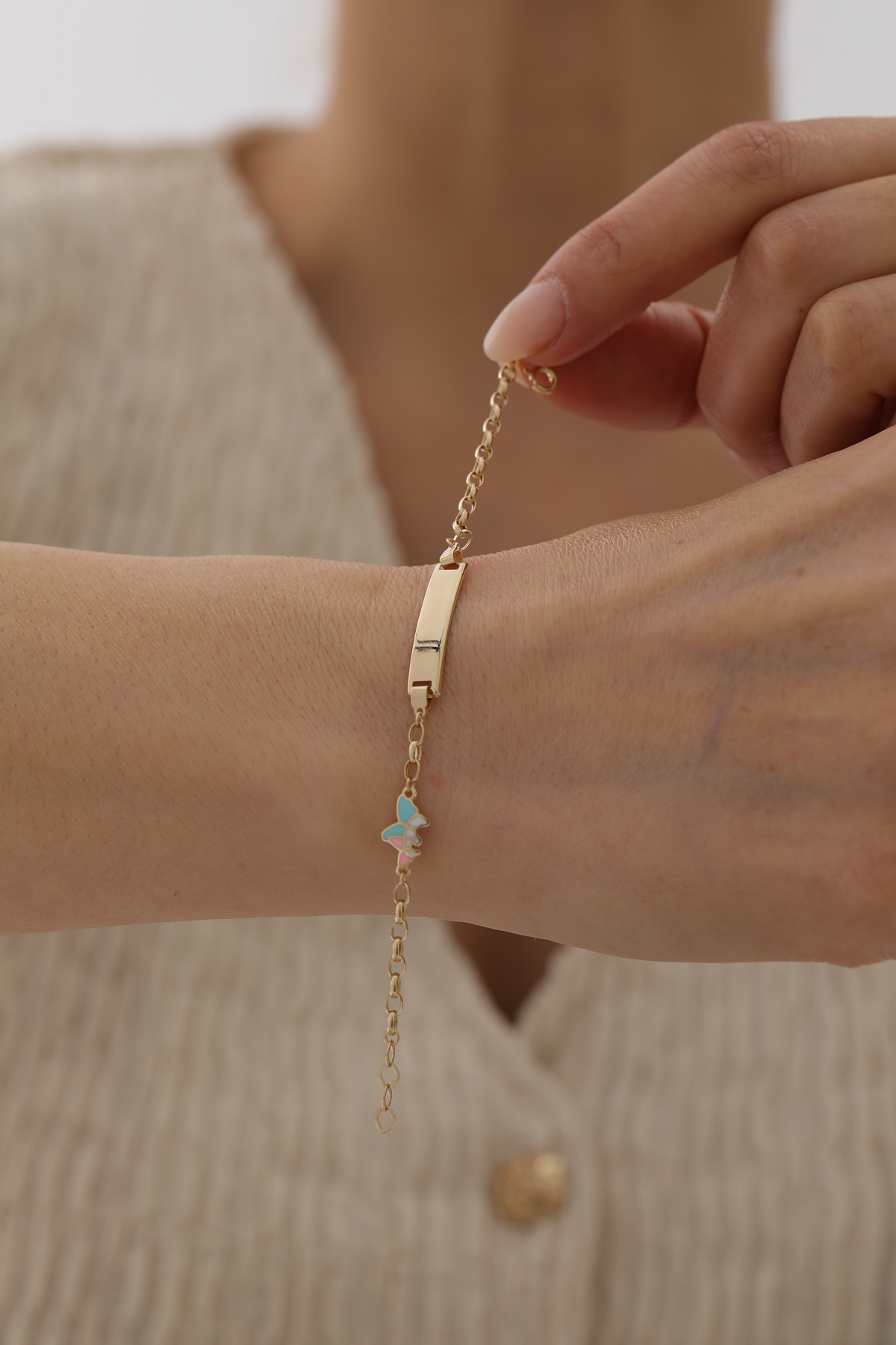 Kelebek Figürlü Plakalı Çocuk Bilekliği - Yavuz Kuyumculuk (3)