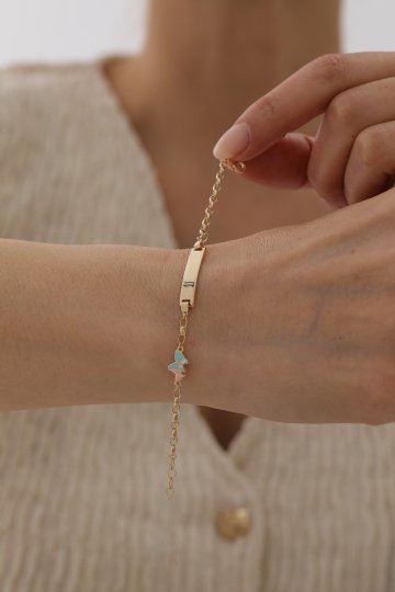 Kelebek Figürlü Plakalı Çocuk Bilekliği - 3