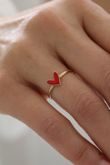 Kırmızı Kalp Yüzük - 1