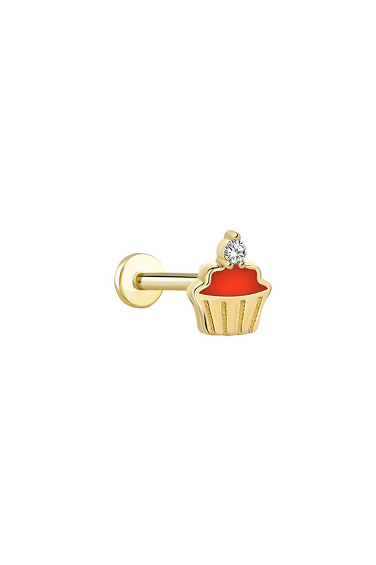 Kırmızı Mineli Cupcake Tragus Piercing - Yavuz Kuyumculuk (1)