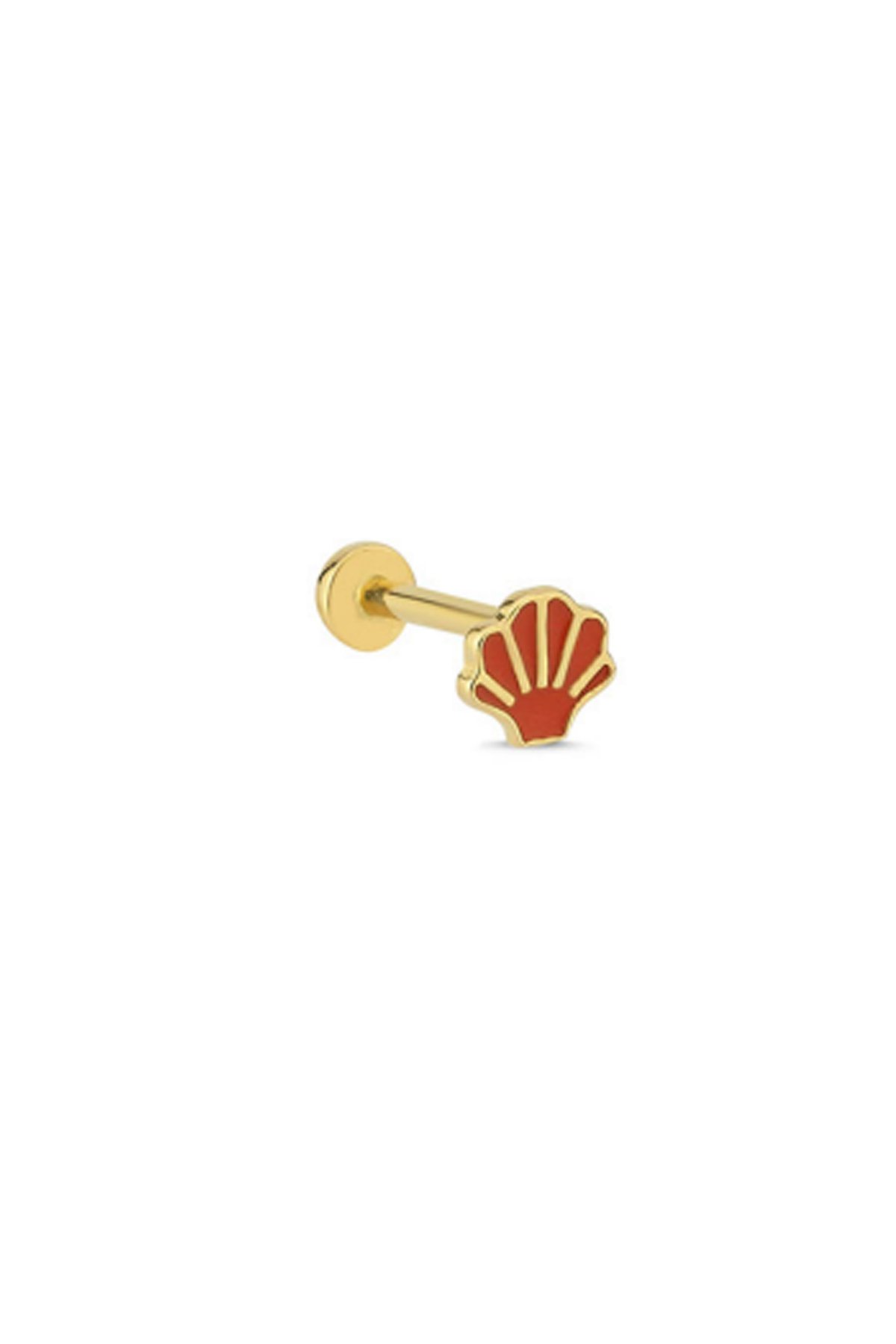 Kırmızı Mineli Deniz Kabuğu Tragus Piercing - Yavuz Kuyumculuk (1)