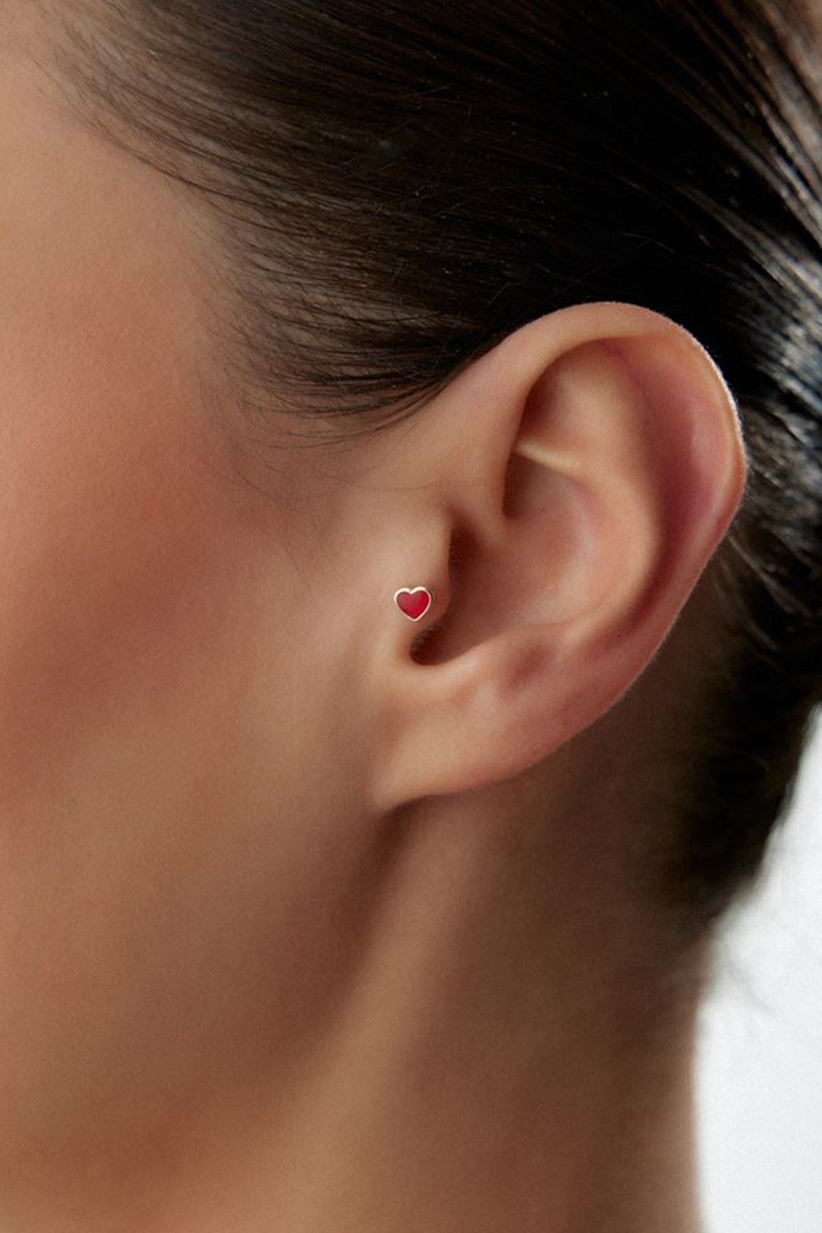 Kırmızı Mineli Kalp Piercing - Yavuz Kuyumculuk (3)