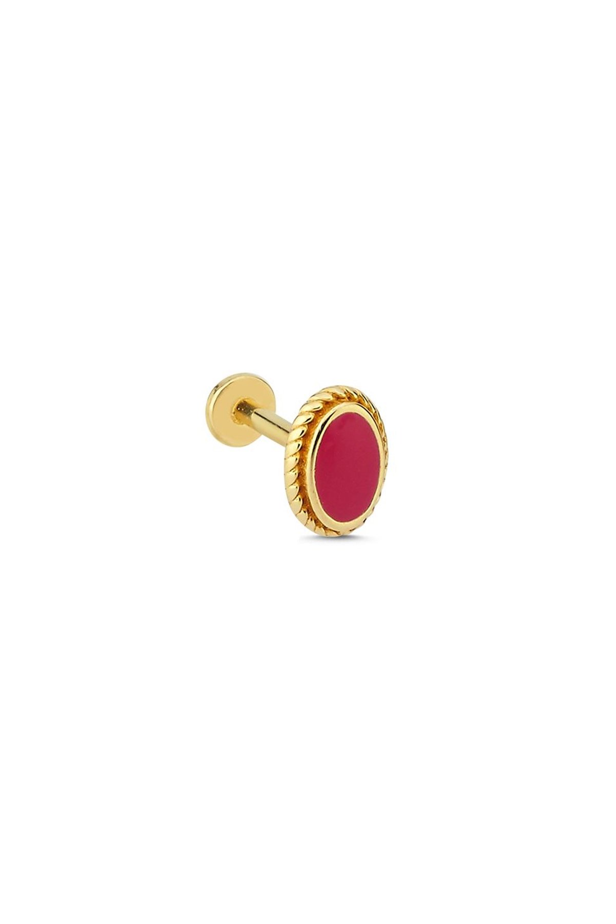Kırmızı Mineli Oval Piercing - Yavuz Kuyumculuk (2)