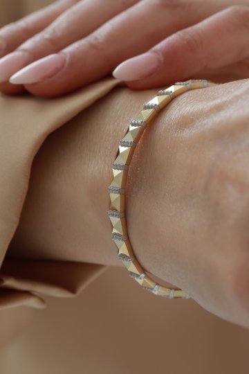 Küp Desen Yarı Taşlı Kelepçe - 2