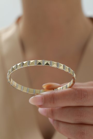 Küp Desen Yarı Taşlı Kelepçe - 3