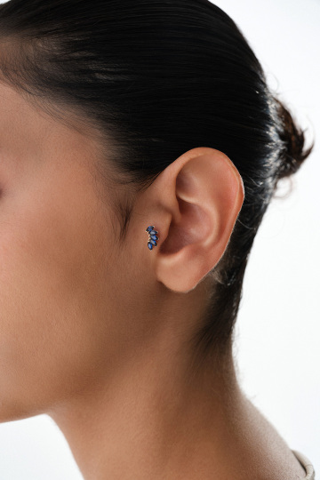 Lacivert Markiz Taşlı Tragus - 2