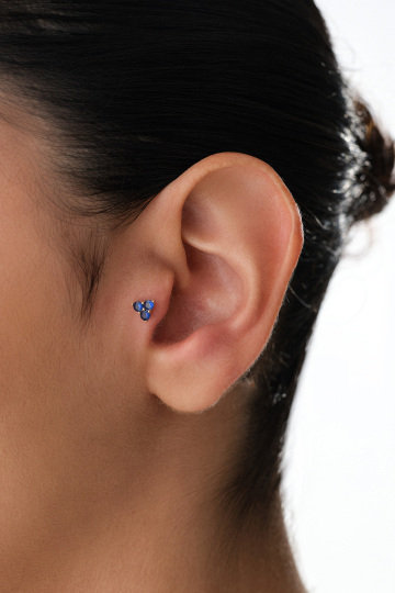 Lacivert Taşlı Tragus Piercing - 1