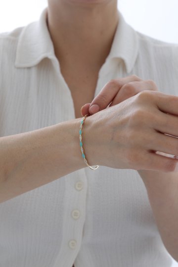 Mavi Mineli Taşlı Kelepçe - 1