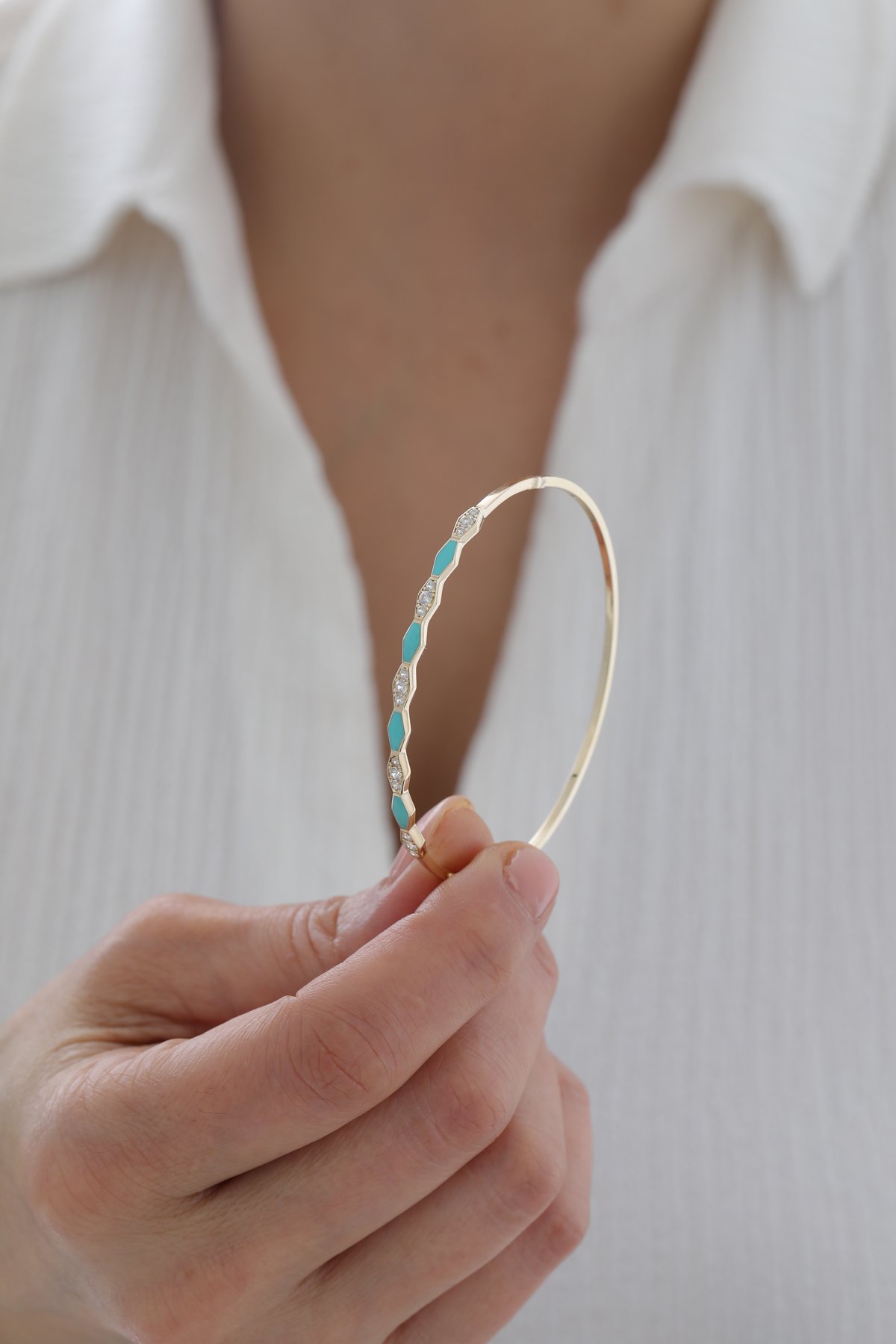 Mavi Mineli Taşlı Kelepçe - Yavuz Kuyumculuk (3)