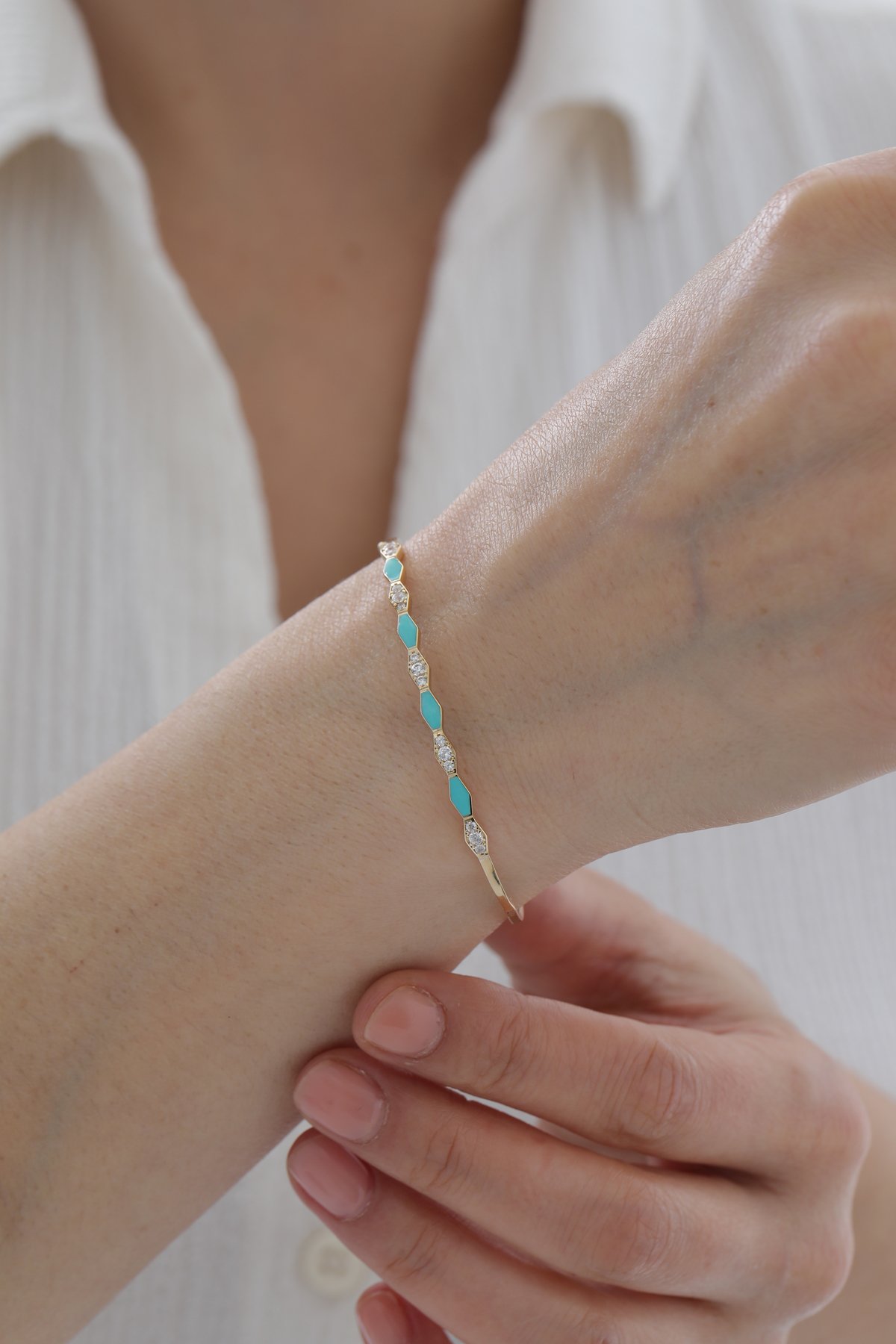 Mavi Mineli Taşlı Kelepçe - Yavuz Kuyumculuk (2)