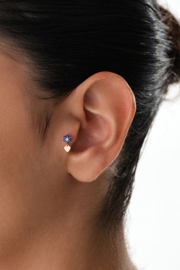 Mavi Taşlı Sallantılı Tragus - 1