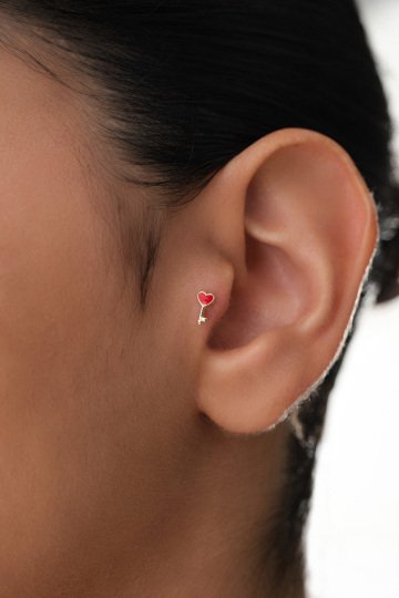 Mineli Kalp Kilit Tragus Piercing - 1