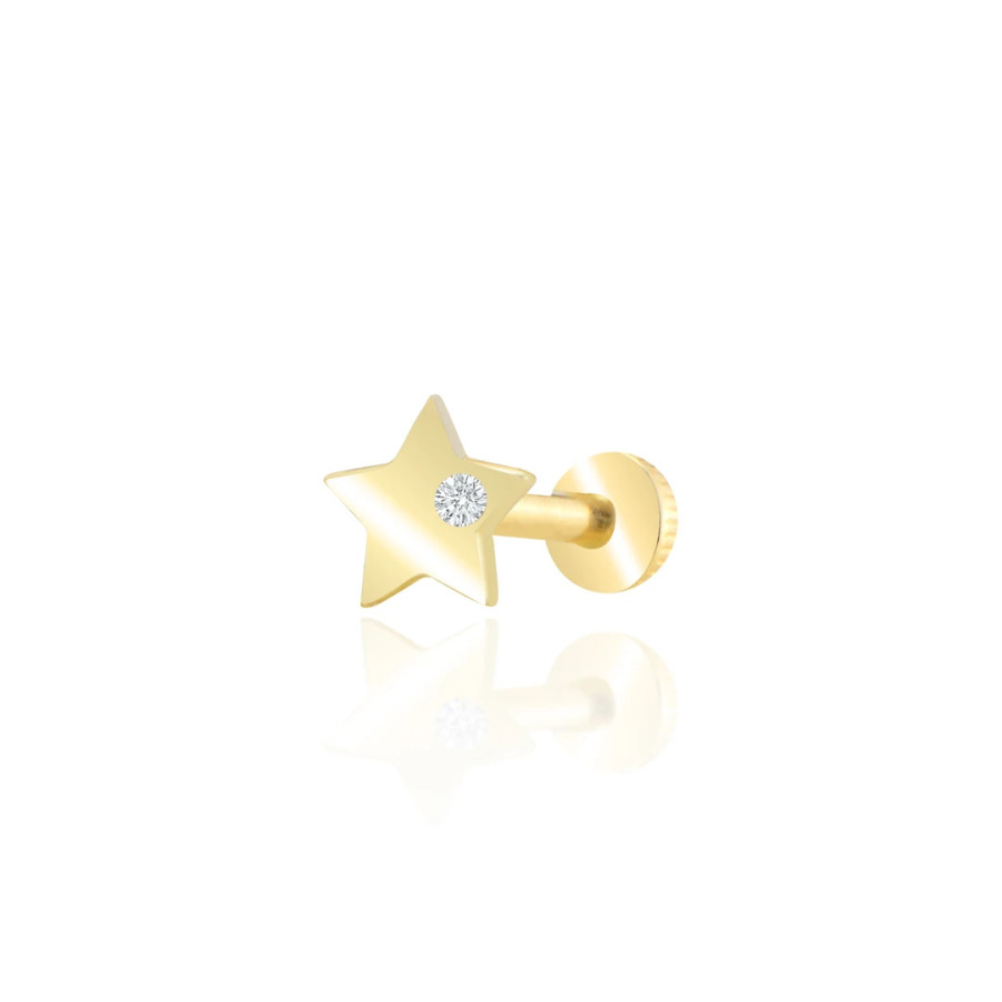 Minik Taşlı Yıldız Tragus Piercing