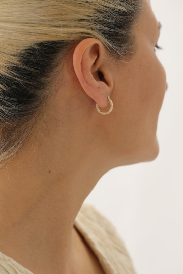 Minimal Kumlu Halka Küpe - 3