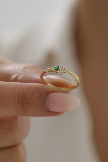 Minimal Zümrüt Yüzük - 3