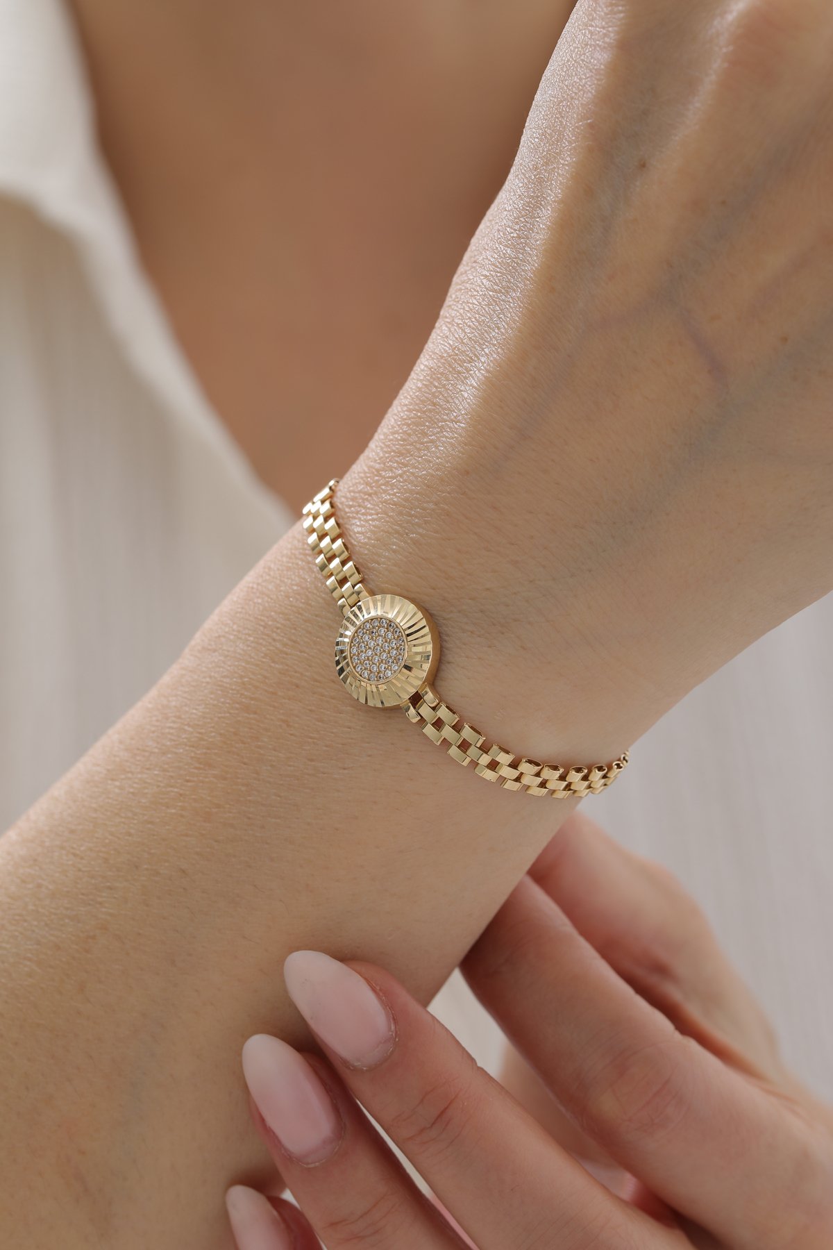 Modern Baget Taşlı Kordon Bileklik - Yavuz Kuyumculuk (1)