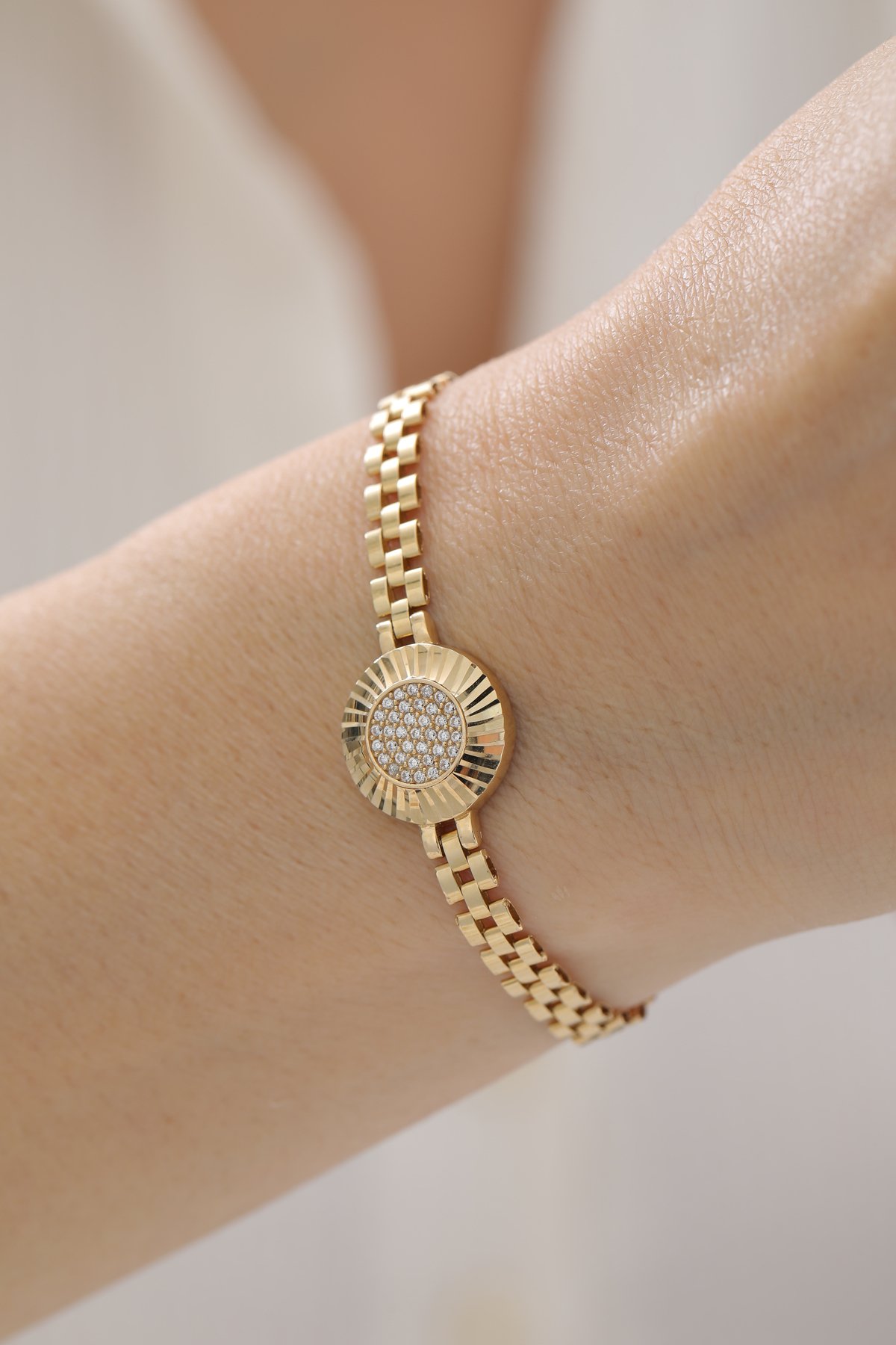 Modern Baget Taşlı Kordon Bileklik - Yavuz Kuyumculuk (2)