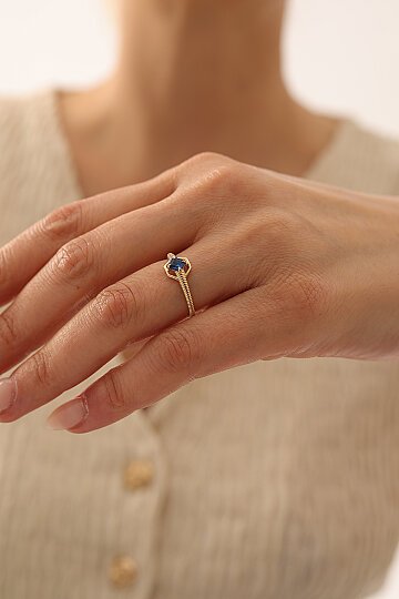 Modern Çizgi Safir Yüzük - 1