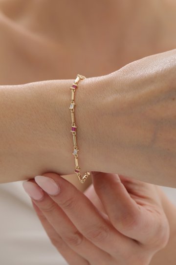 Modern Desen Yakut Taşlı Bileklik - 2