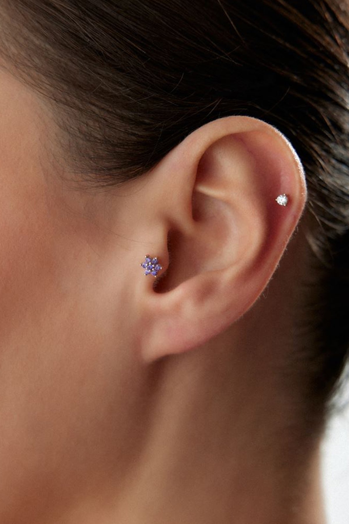Mor Taşlı Papatya Piercing - Yavuz Kuyumculuk (3)