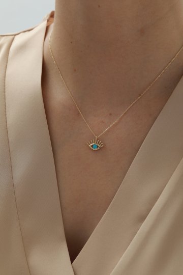 Nazar Boncuğu Göz Kirpik Kolye - 1