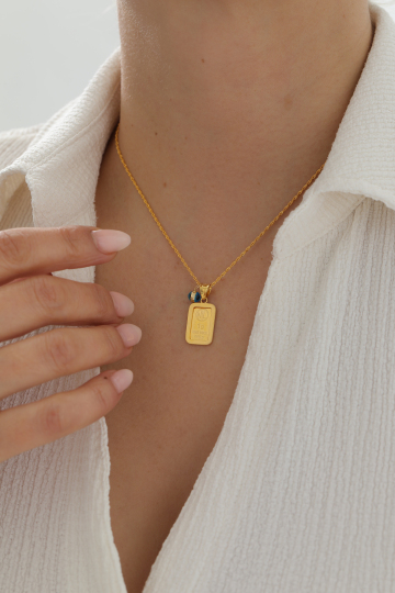 Nazar Boncuklu Gram Altın Çerçeve Kolye - Gram Altın Dahil Değildir - 1