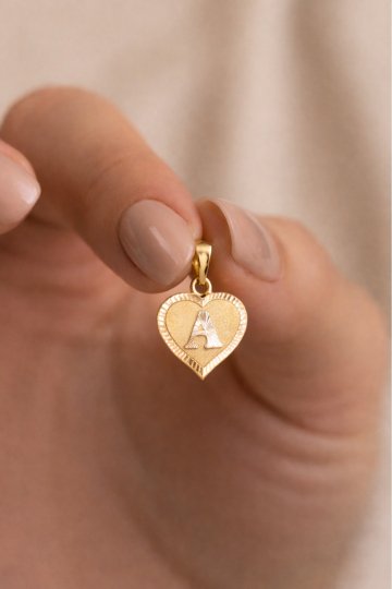 Nostaljik Harf Kalp Kolye Ucu - 3
